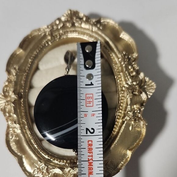 Black And White Agate Pendant On Sterling Silver 925 Bail - Picture 4 of 4